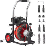Machine de nettoyage de drain vevor 100ft x 3 / 8 pouces, tariere deegout a alimentation automatique ...