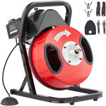 Machine de nettoyage de drain vevor 50ft x 1 / 2 pouce, tariere a serpent deegout a alimentation manuelle ...