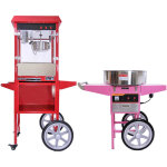 Machine � pop corn & machine � barbe � papa avec chariots - inox - bol 226 gr pop corn - cuve barbe � ...