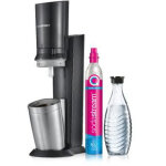 Machine � soda crystal 3. 0 ? m�tal noir ? carafe en verre 0, 615 l ? gaz�ification ajustable ? dimensions ...