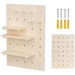 Maclean panneau mural en bois clair 40x60 ou 60x80 cm avec �tag�res et crochets, capacit� de charge 20 ...