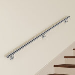 Main courante murale pour escalier en inox 304 argent - rampe escalier 220 cm avec supports fixation ...