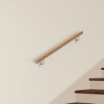 Main courante murale pour escalier en inox 304 design bois naturel - rampe escalier 120 cm avec supports ...