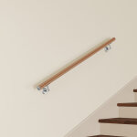 Main courante murale pour escalier en inox 304 design bois naturel - rampe escalier 150 cm avec supports ...