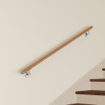 Main courante murale pour escalier en inox 304 design bois naturel - rampe escalier 180 cm avec supports ...