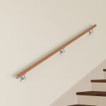 Main courante murale pour escalier en inox 304 design bois naturel - rampe escalier 200 cm avec supports ...