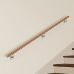 Main courante murale pour escalier en inox 304 design bois naturel - rampe escalier 220 cm avec supports ...