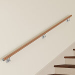 Main courante murale pour escalier en inox 304 design bois naturel - rampe escalier 240 cm avec supports ...