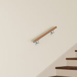 Main courante murale pour escalier en inox 304 design bois naturel - rampe escalier 80 cm avec supports ...
