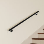 Main courante murale pour escalier en inox 304 noir - rampe escalier 180 cm avec supports fixation et ...