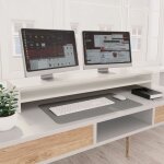 Maison chic - support de moniteur, support pour �cran d'ordinateur universal, meuble tv blanc 100 x 24 ...