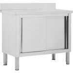 Maison chic - table de travail de cuisine plan de travail avec portes coulissantes 100x50x(95 - 97)cm ...