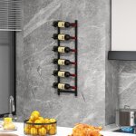Maisonchic - porte bouteille mural m�tallique 73 cm casier / �tag�re � vin pour 6 bouteilles pour cuisine ...