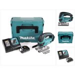 Makita djv 180 ry1j scie sauteuse pendulaire sans fil 18v + 1x batterie 1, 5ah + chargeur + coffret makpac ...