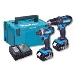 Makita - dlx2131jx1 combopack perceuse  percussion (dhp482) et visseuse  chocs (dtd152) 18v lxt + 2x3. ...