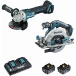 Makita - ensemble de 2 machines 18 v li - ion 5 ah scie dhs680 + meuleuse dga506 - 2 batteries, chargeur, ...