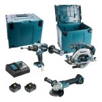 Makita - ensemble de 3 machines 18 v lxt - perceuse dhp481 + meuleuse dga506 + scie dhs680 2 batteries ...