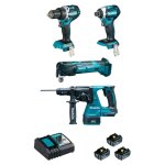 Makita - ensemble de 4 machines 18v li - ion dlx4109tj 5 ah (ddf484 + dtd154 + dhr243 + dtm51)