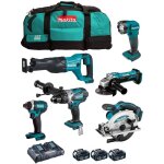 Makita - kit dlx6104tx2 (dhp458 dtd152 dss610 djr186 dga452 dml815 3 x 5, 0 ah dc18rd lxt600)