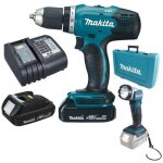 Makita outillage - set perceuse et lampe de poche led 18v sans fil, 2 batteries li - ion de 1, 5 ah, ...