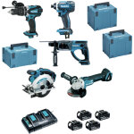 Makita - pack de 5 machines dlx5039ptj (dhp458 + dtd152 + dga504 + dhr202 + dss610) + 4 x 18v 5ah + chargeur ...