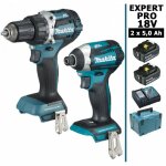 Makita - pack expert pro bl motor 18v 2 machines 2 batt 5ah perceuse ddf484 + visseuse  chocs dtd154 ...
