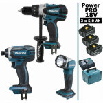 Makita - pack power pro 18v: perceuse 91nm ddf458 + visseuse � chocs 165nm dtd152 + lampe torche led ...