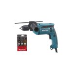 Perceuse  percussion makita 13 mm 680w + coffret de forts offerts - hp1641k1x