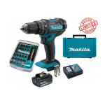 Perceuse visseuse � percussion makita 18v 62nm dhp482 + 1 batt 3 ah + 30 embouts de vissage + porte - ...