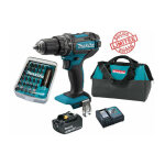 Perceuse visseuse � percussion makita 18v 62nm dhp482 + 1 batt 3 ah + 30 embouts de vissage + porte - ...