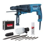 Perforateur burineur makita hr2630tx4 - 800w - sds - plus - en coffret avec kit d'accessoires