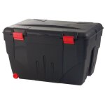 Malle de rangement trafic 200 l 2 roulettes 84, 8 x 61 x 51, 5 cm noir - accessoires rouge