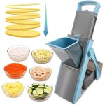 Mandoline cuisine, coupe l�gumes multifonctions hachoir manuel, coupe frite �paisseur ajustable - julienne, ...