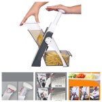 Mandoline de cuisine safety slicer manuelle multifonction tous coupe l�gumes lame en acier inoxydable, ...