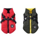 Manteau imperm�able pour chien rembourr� et chaud harnais int�gr� pour petits et moyens chiens rouge ...