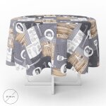 Nappe ronde en toile cire anti - taches  140 cm. cuisine