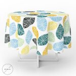 Nappe ronde en toile cire anti - taches  140 cm. couleurs des feuilles