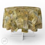 Nappe ronde en toile cire anti - taches  140 cm. planches de vin