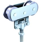 Mantion - monture fixation sur chant 2 galets en acier - vis d'accrochage m10 - capacit� / porte : 80kg ...