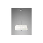 Suspension, grande suspension design loewe 3 lampes chrome en fabric, mantra
