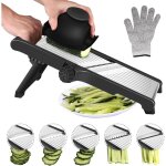 Manuel coupe l�gumes professionnelle - mandoline cuisine avec protection des mains, faire des tranches ...