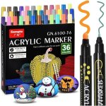 Marqueur peinture acylique, 36 couleurs feutre acrylique art peinture set, imperm�able stylos marqueur ...