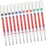 Marqueurs trou profond, 12pcs marqueur charpentier, stylo marqueur indlbile pointe longue de 20 mm, marqueur ...