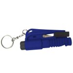 Marteau de s�curit� 3 en 1 bleu - brise - vitre, coupe - ceinture et sifflet de survie d'urgence