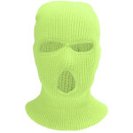 Masque int�gral tricot� 3 trous - coupe - vent chaud pour sports d'hiver - ski et moto - jaune fluo