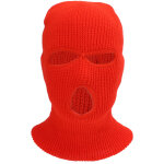 Masque int�gral tricot� 3 trous pour sports d'hiver - coupe - vent chaud ski et moto - orange fluo