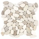 Mat inter - feuille 300x300 - galets scies mix blanc / beige