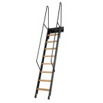 Matis�re - echelle rabattable acier noir - hauteur sol � sol 2. 75m - largeur 40cm - marches bois - sopalco ...