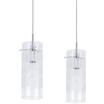 Max - luminaire suspendu moderne chrome à 2 lumières avec abat - jour transparent, e27 - italux Max - luminaire suspendu moderne chrome à 2 lumières avec abat - jour transparent, e27 - italux