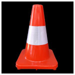 C�ne pvc souple 300 mm - rouge et blanc avec bande r�fl�chissante